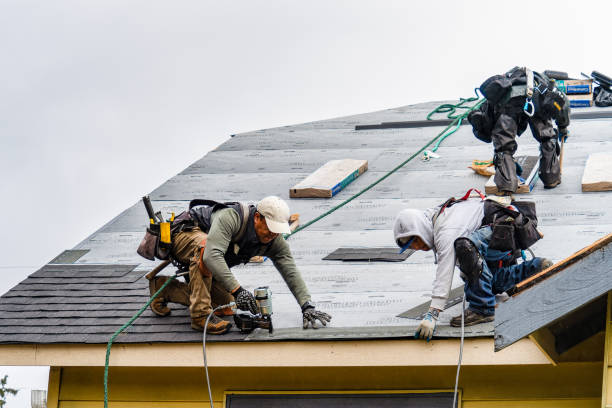 Professional Gutter Installation technician working in Iola, TX